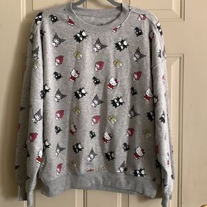 New Hello Kitty and friends Sweatshirt Grey Crew Neck Fleece